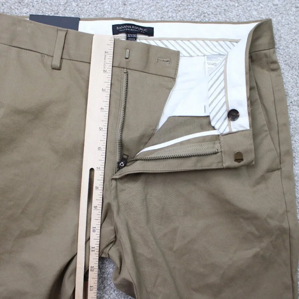 Banana Republic Pants NWT Men 32x36 Beige Rapid Movement Chino Fulton Skinny Fit